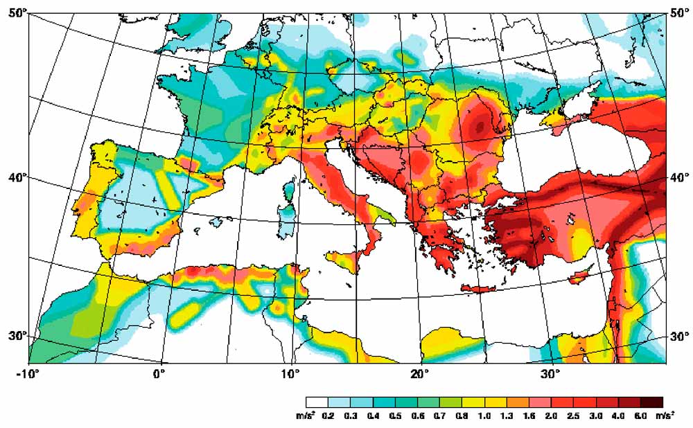 Карта сейсмоопасных зон европы
