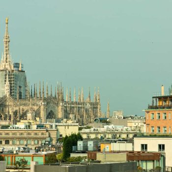 4- Central Milan skyline with Milan Cathedral from the roof level of Garage Traversi elevator