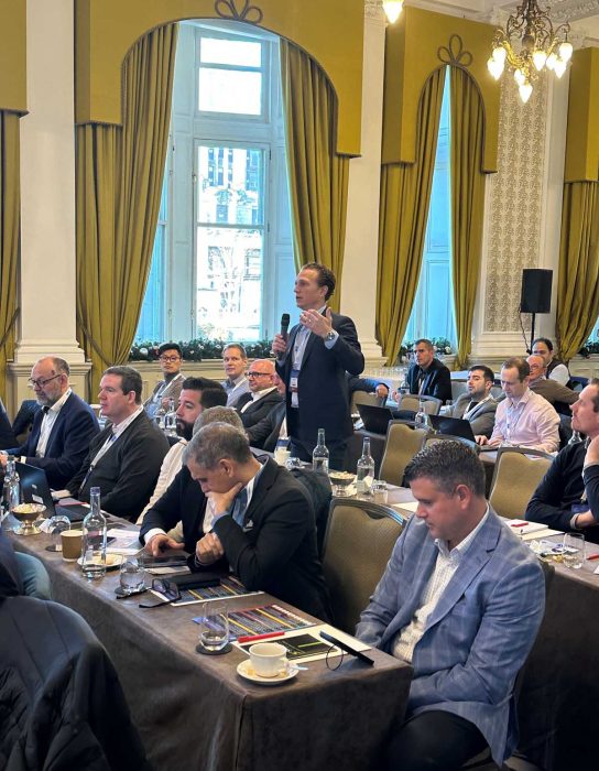 Lift AI founder and CEO Rob Wurth asks presenter