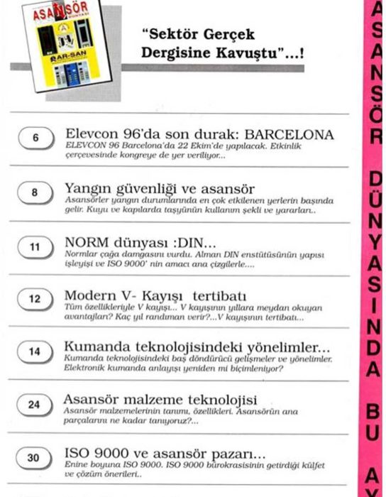 Asansör Dünyası Begins Publication- 1996