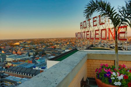 The historic Hotel Monteleone overlooks the French Quarter; photo by Todd Coleman for New Orleans & Co.