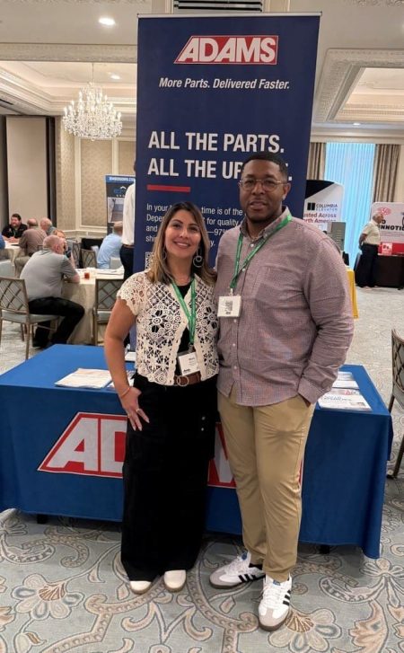 Adams 2025 team (l-r) Molly Cruz and Dabi Kio at the Adams booth during a recent tradeshow