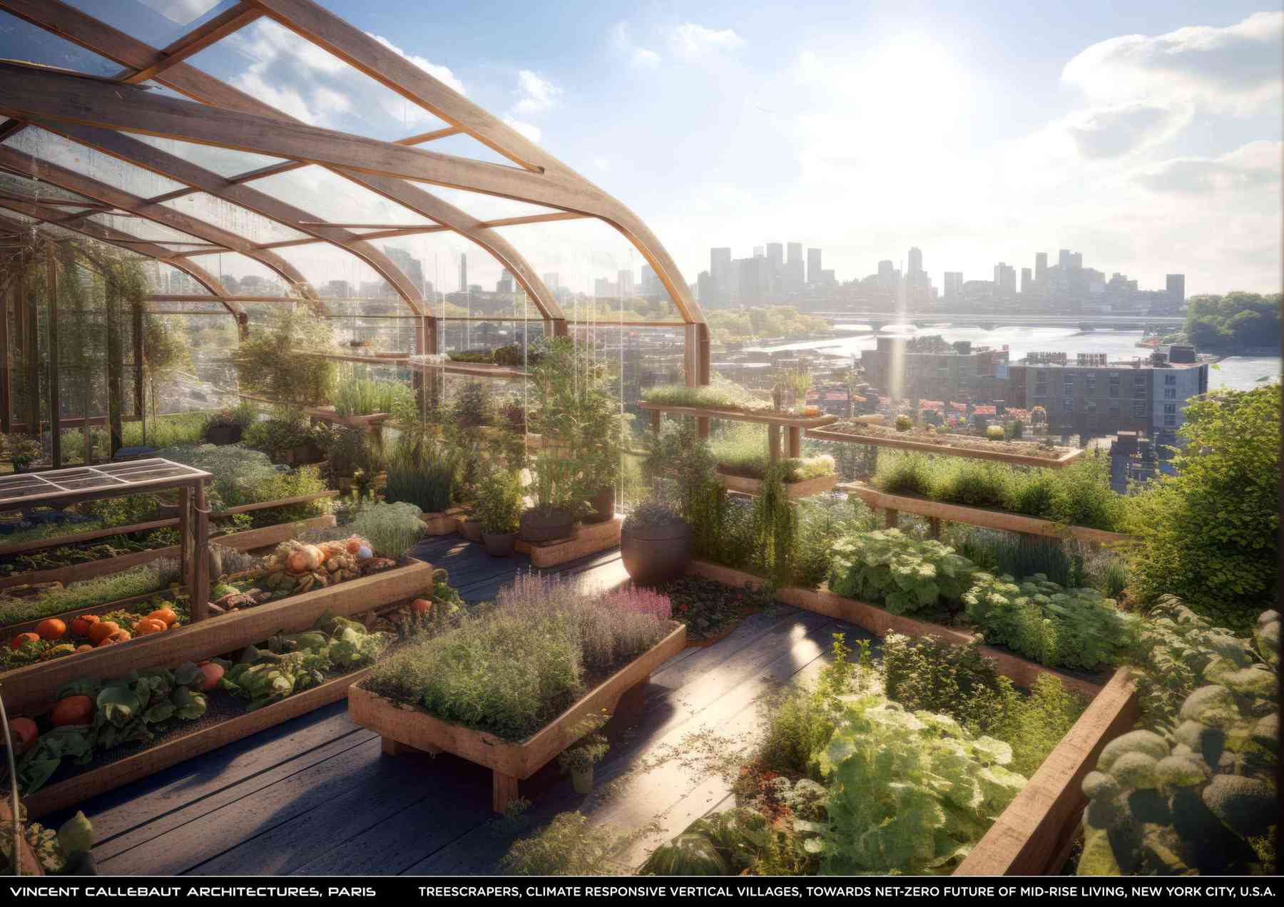 "Treescraper" rooftop greenhouse and garden