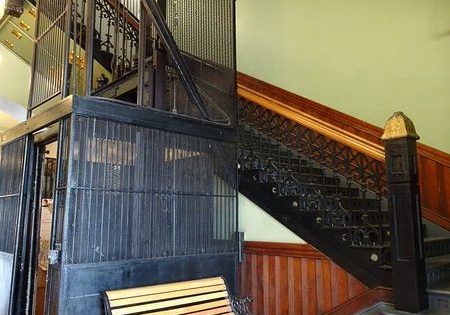 The vintage elevator in the Jasper County Courthouse; image courtesy of Tripadvisor®