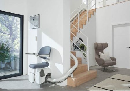 The Flow X curved stairlift will be among products featured; image courtesy of Access. 