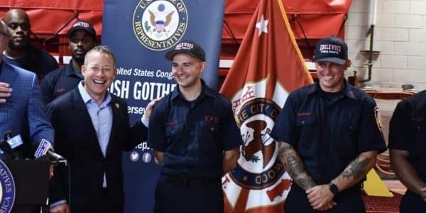 U.S. Congressman Gottheimer announces the new US$161,702 federal investment for the Englewood Fire Department; image courtesy of Josh Gottheimer, New Jersey's Fifth District.