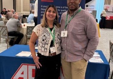 (l-r) Molly Cruz and Dabi Kio at the Adams booth during a recent tradeshow