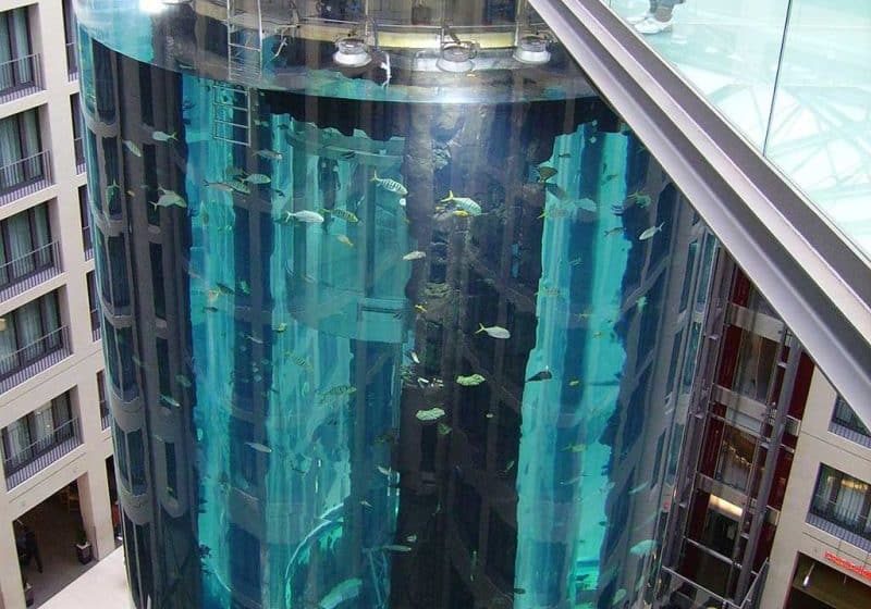 Aquarium mit Panorama-Aufzug platzt in Berlin