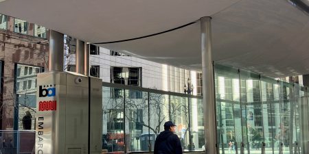 Canopy over the escalator at the Embarcadero station; image courtesy of BART