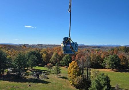 The machine is transported to the site; image courtesy of Champion Elevator. 