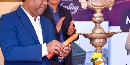CITY LIFTS INDIA CELEBRATES 40 YEARS City Lifts Director Navin Rajagopalan during the lamp-lighting ceremony on the 40th Inauguration Day