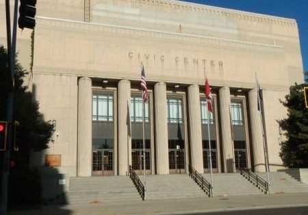 Great Falls, Montana, Civic Center; photo by Barry Swackhamer for The Historical Marker Datase