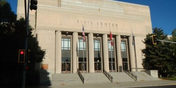 Great Falls, Montana, Civic Center; photo by Barry Swackhamer for The Historical Marker Datase