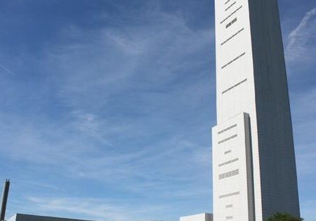 The Otis test tower in Bristol, Connecticut; image courtesy of Otis Elevator Co. via X