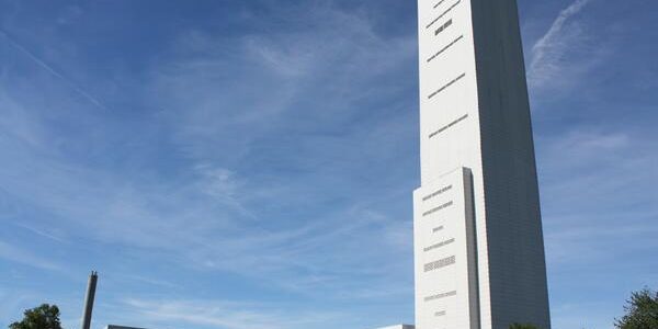 The Otis test tower in Bristol, Connecticut; image courtesy of Otis Elevator Co. via X