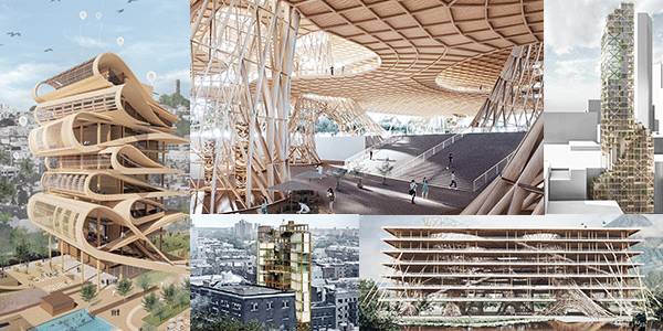 Winners from the recent CTBUH Student Design Competition: (clockwise from left) image © Qianqian Zhang; © Yuchen Wang & Yin-Shan Lin; © Gordon Chun Hin Hon; © Yuchen Wang & Yin-Shan Lin; © Ridho Gustama, Gilbert Aldo Theodric, and Rayhan Naufal Hadiansyah; images courtesy of CTBUH