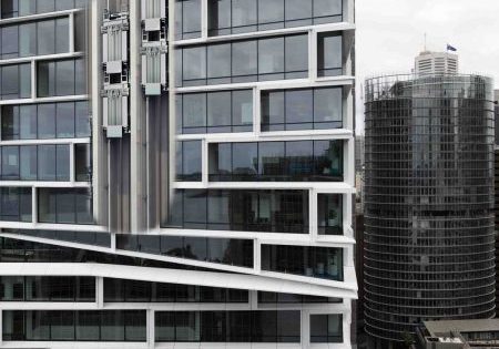 Double-deck elevators at Quay Quarter Tower; photo courtesy of Schindler