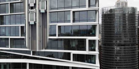 Double-deck elevators at Quay Quarter Tower; photo courtesy of Schindler