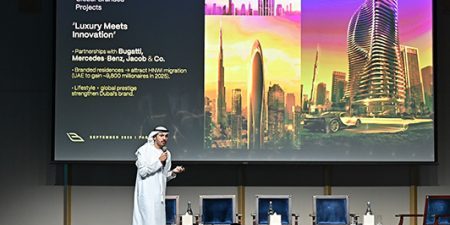 CTBUH DUBAI EVENT DRAWS 300-PLUS AND FEATURES KONE :  The keynote address was by Binghatti Holding Chairman Muhammad BinGhatti; image courtesy of CTBUH.