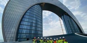 Cladding Going Up on Unique Hotel on Caspian Sea in Baku