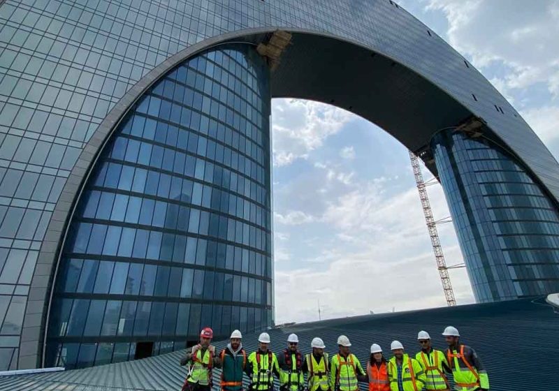 Cladding Going Up on Unique Hotel on Caspian Sea in Baku