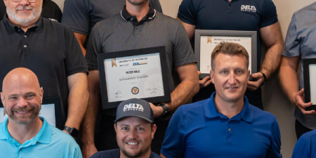 Delta Elevator staff with their certificates of completion; image courtesy of University of Waterloo