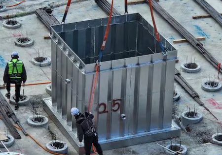 Construction and model of corrosion-resistant steel elevator pit that received Green Technology Certification; image courtesy of DL Construction