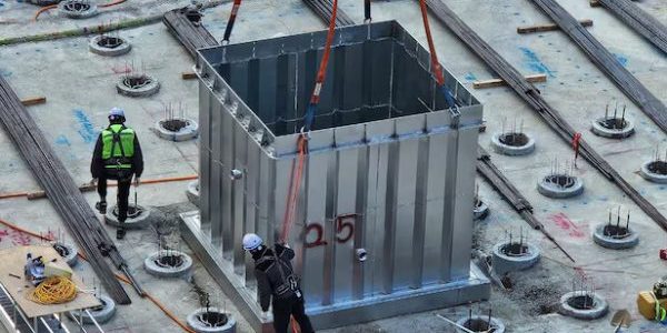 Construction and model of corrosion-resistant steel elevator pit that received Green Technology Certification; image courtesy of DL Construction