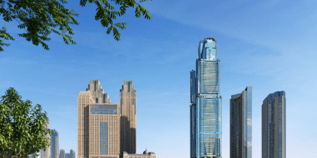 Al Habtoor Tower takes its place on the Dubai skyline; image courtesy of Al Habtoor Group.