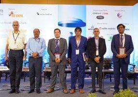 (l-r) Om Hari Pandey, director (Electrical), DMRC; Vimal Kumar, chief engineer (Electrical), CPWD; Vivek Khulbe, head of Airport Systems, Delhi International Airport Ltd., GMR Group; Hari Easwaran Iyer, president - Contracts & Procurement, Smart World; Prashant Mewada, executive director, Runwal Group and Sanjay Kumar Varshney, executive director, Signature Global 