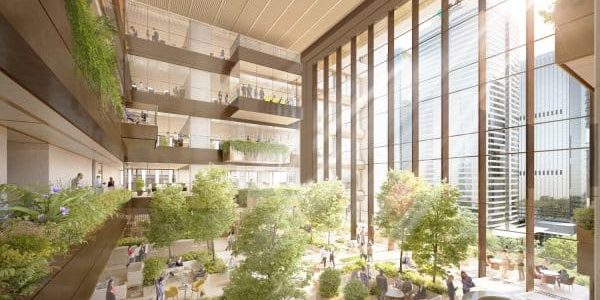 One of the light-filled interiors of Z6 tower; image courtesy of Foster + Partners