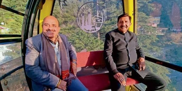 Deputy Chief Minister Mukesh Agnihotri inspects the Jakhu temple ropeway project in Shimla; image courtesy of ANI