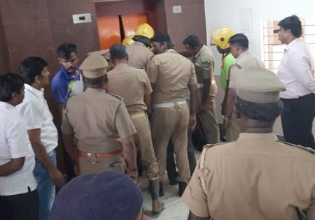 Eight Briefly Caught Inside of Tiruchirappalli Elevator