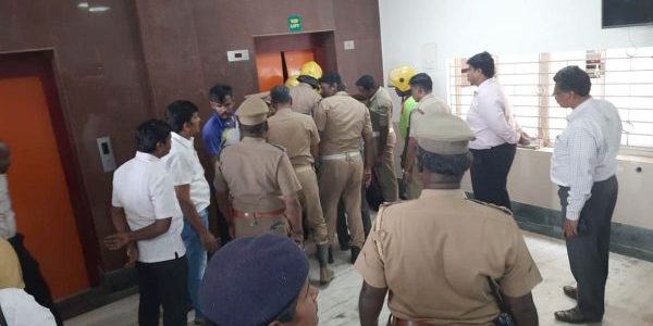 Eight Briefly Caught Inside of Tiruchirappalli Elevator