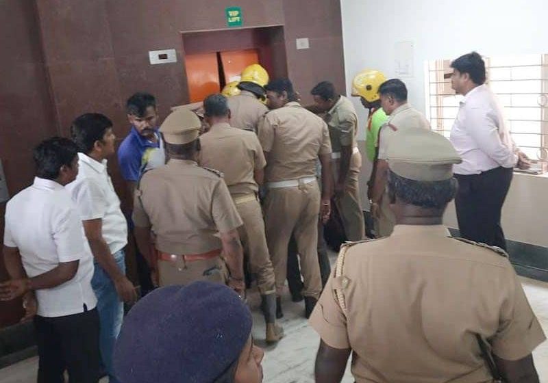 Eight Briefly Caught Inside of Tiruchirappalli Elevator