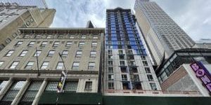 Exterior Walls of Times Square Hotel Rising