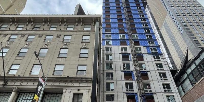 Exterior Walls of Times Square Hotel Rising