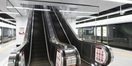 Escalator installed at Shengyang Metro Line 9; image courtesy of Fujitec