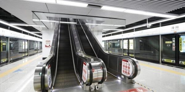 Escalator installed at Shengyang Metro Line 9; image courtesy of Fujitec