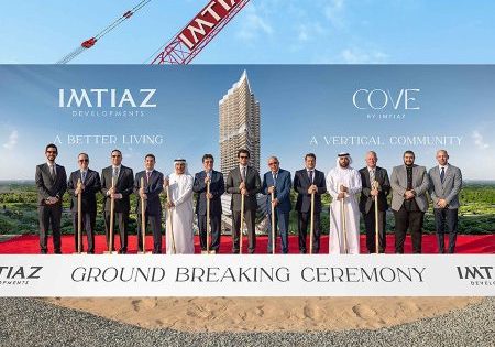 Groundbreaking for Cove Residence in Dubailand; image courtesy of Imtiaz Developments