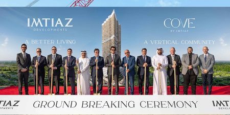 Groundbreaking for Cove Residence in Dubailand; image courtesy of Imtiaz Developments