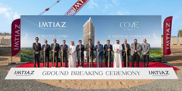 Groundbreaking for Cove Residence in Dubailand; image courtesy of Imtiaz Developments