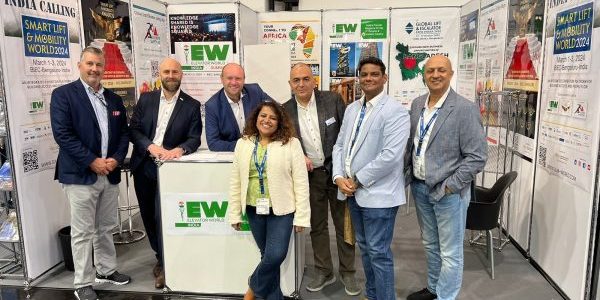 Members of the EW and EW India team and friends at the EW India booth at interlift