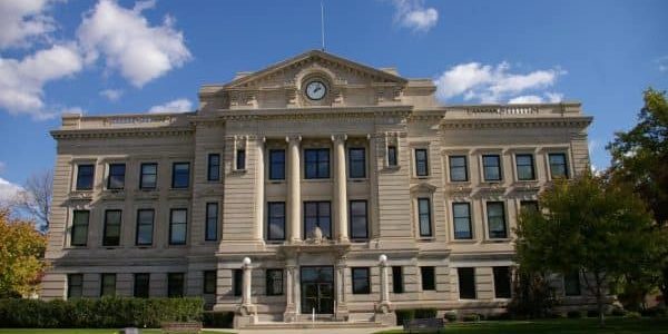 The DeKalb County Courthouse, constructed in 1911; image courtesy of American Courthouses