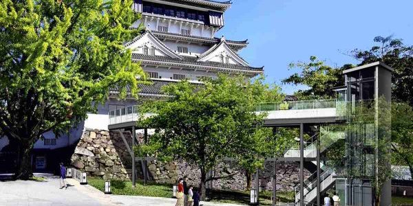JAPAN CASTLE TO GET OUTDOOR ELEVATOR Rendering of the outdoor elevator; image via The Japan News