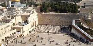 Millions of worshippers and tourists visit Jerusalem's Western Wall each year; photo by Golasso for Wikipedia.