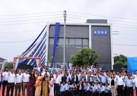 KONE Elevator India team members outside the new office; image courtesy of KONE Elevator India MD India and South Asia Amit Gossain