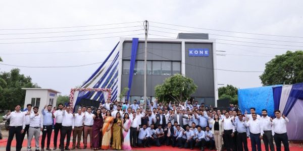 KONE Elevator India team members outside the new office; image courtesy of KONE Elevator India MD India and South Asia Amit Gossain