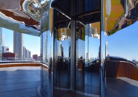 Lakeman Liften’s LML-Round Series elevator at the FENIX Museum of Migration in Rotterdam; image courtesy of Lakeman Liften