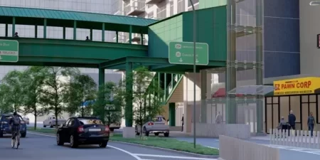 Rendering of the new elevator being built on the south side of Queensboro Plaza, one of three new elevators planned for the now-inaccessible station; image courtesy of MTA